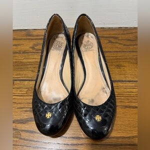 Tory Burch Black Quilted Women's Flats, Sz 9